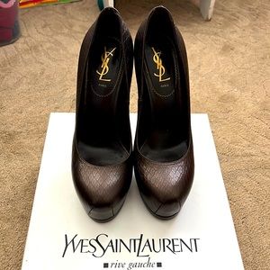 YSL Tribute 105 pumps Cuzco brown size 8
